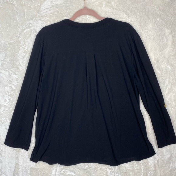 89th and Madison black and gold long sleeve three quarter blouse size XL - Picture 14 of 15